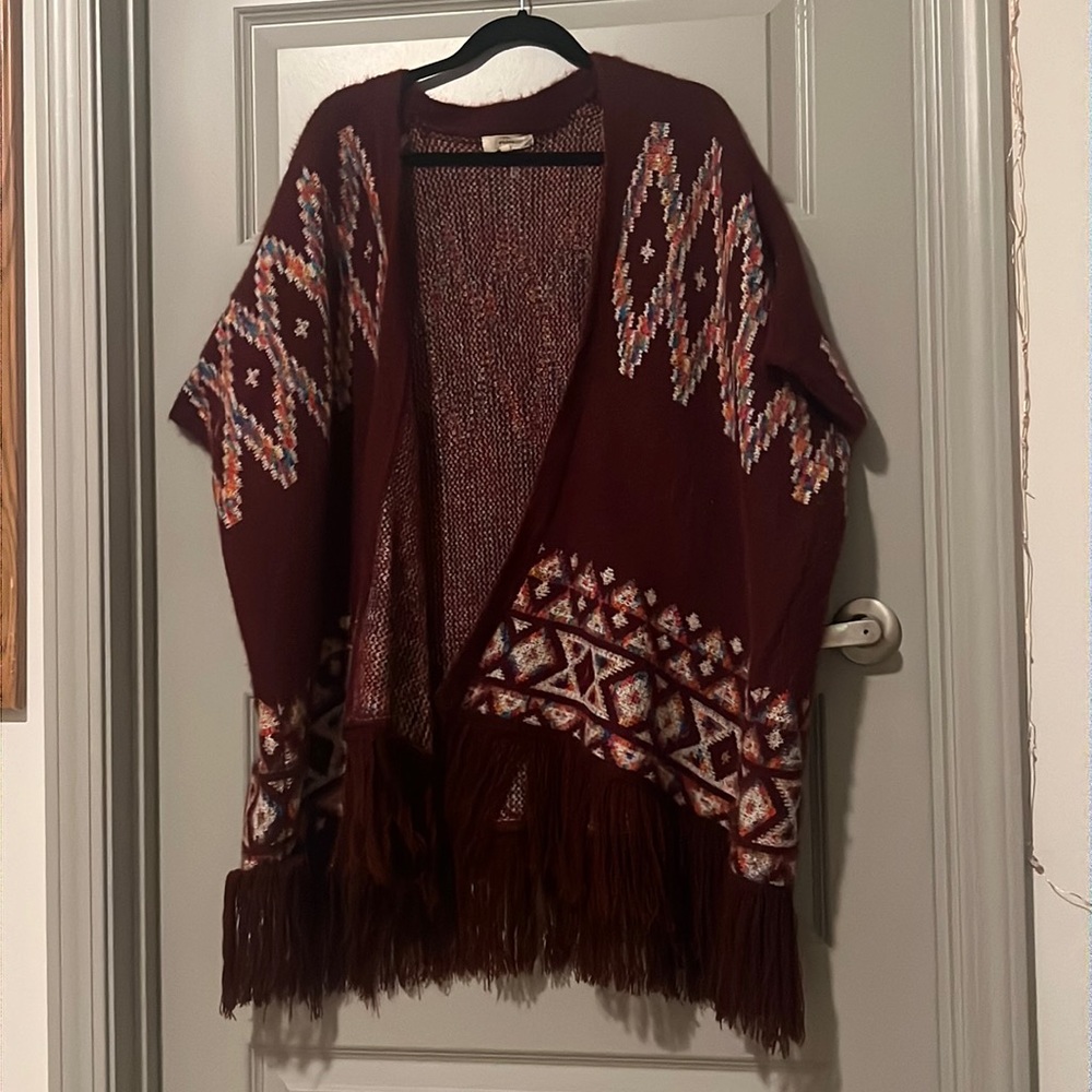 Maroon sweater poncho. S/M